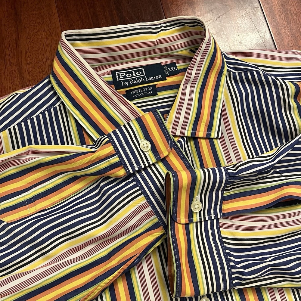 Polo Ralph Lauren Westerton Shirt Men Xxl Colorful Long Sleeve Button Up Vintage